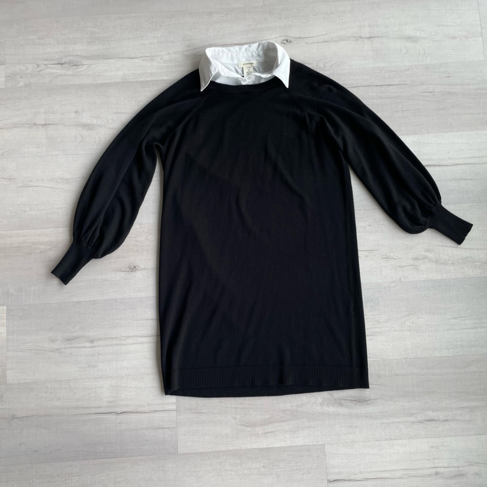 Oversized Black Dress with White Collar